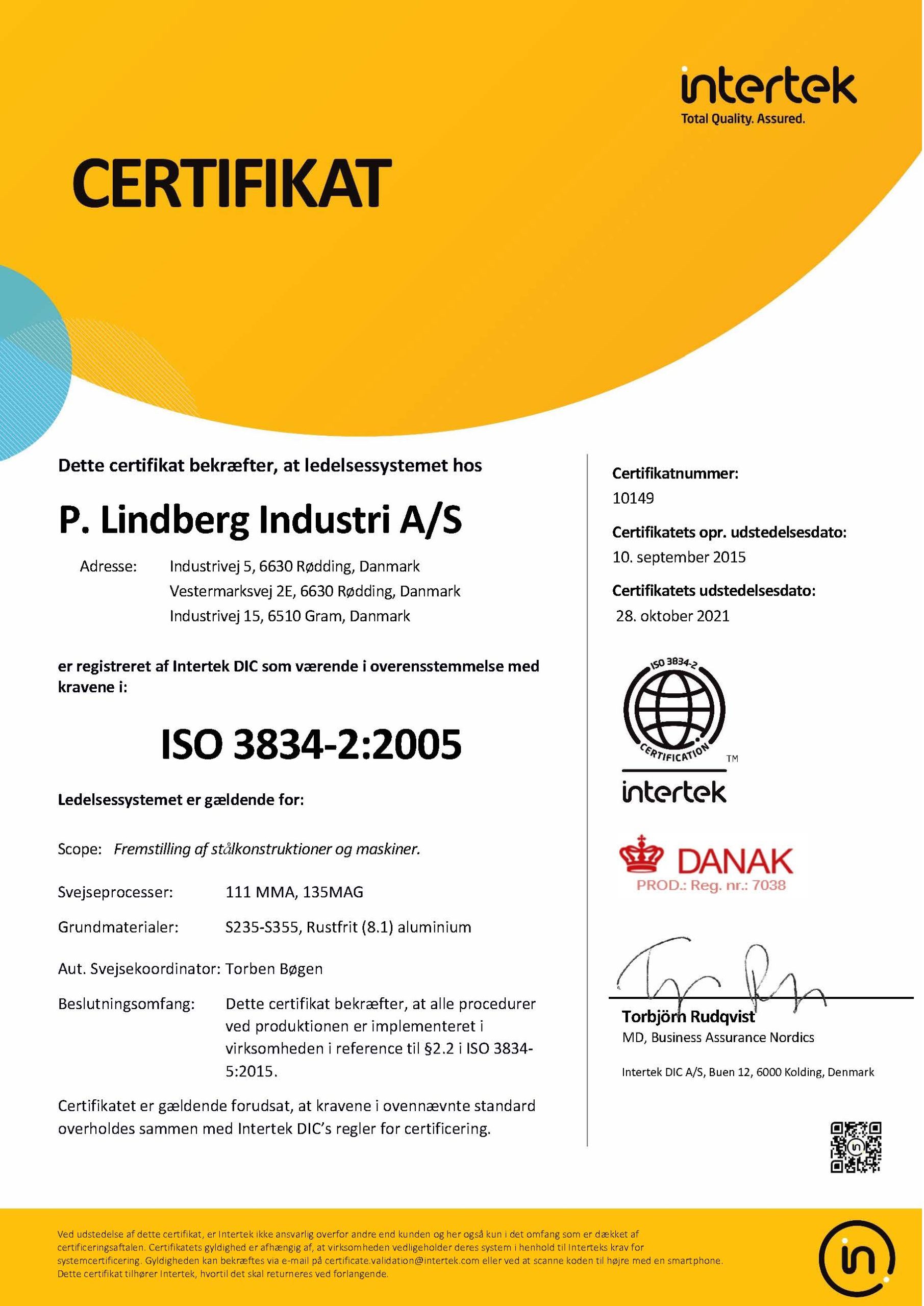 intertek certificate